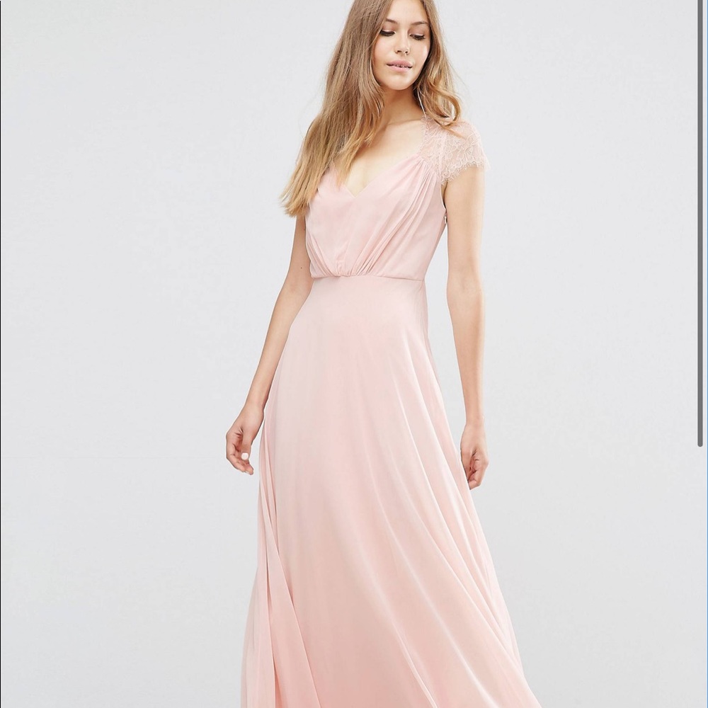 ASOS Kate Lace Maxi Dress. Nude, Size 6